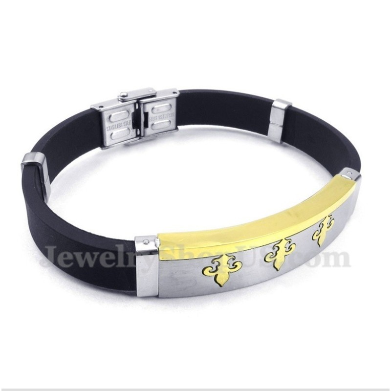 Pulseira Masculina De Borracha De Titânio E Ouro Pulseira Masculina De Borracha De Titânio E Ouro
