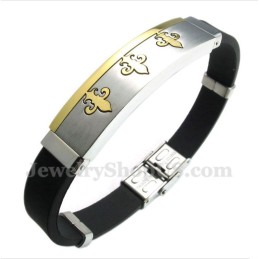 Pulseira Masculina De Borracha De Titânio E Ouro