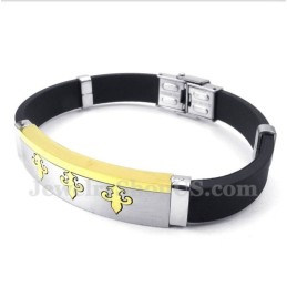 Pulseira Masculina De Borracha De Titânio E Ouro