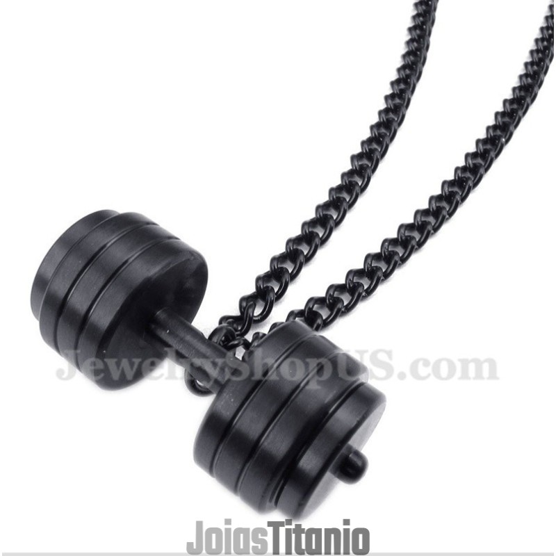 Pingente De Halteres De Titânio Masculino Com Corrente Grátis Pingente De Halteres De Titânio Masculino Com Corrente Grátis
