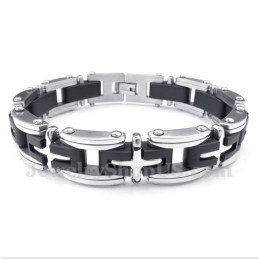 Pulseira Masculina De Titânio Com Cruz