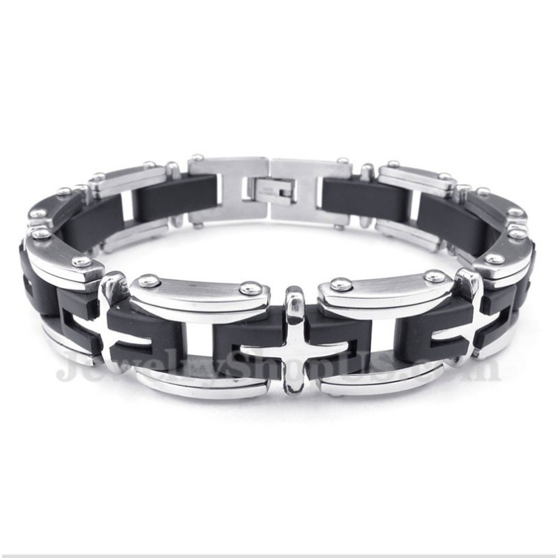 Pulseira Masculina De Titânio Com Cruz Pulseira Masculina De Titânio Com Cruz