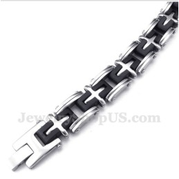 Pulseira Masculina De Titânio Com Cruz