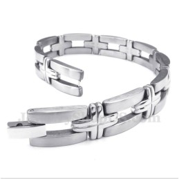 Pulseira Masculina De Titânio Com Cruz