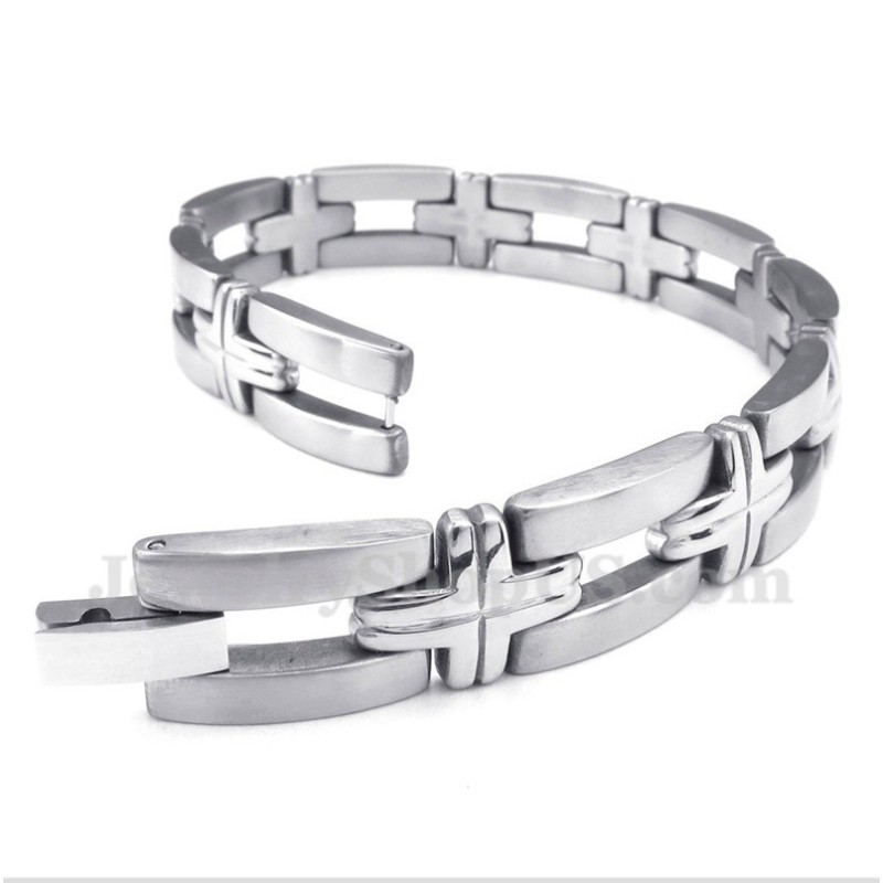 Pulseira Masculina De Titânio Com Cruz Pulseira Masculina De Titânio Com Cruz