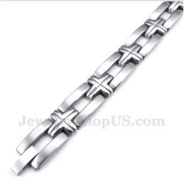 Pulseira Masculina De Titânio Com Cruz