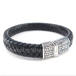 Pulseira Masculina De Couro De Titânio