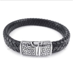 Pulseira Masculina De Couro De Titânio