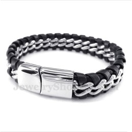 Pulseira Masculina De Couro De Titânio