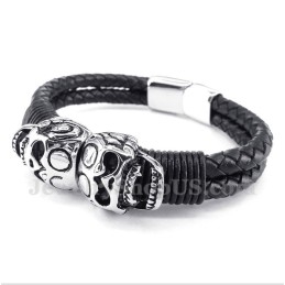 Pulseira Masculina De Couro De Titânio