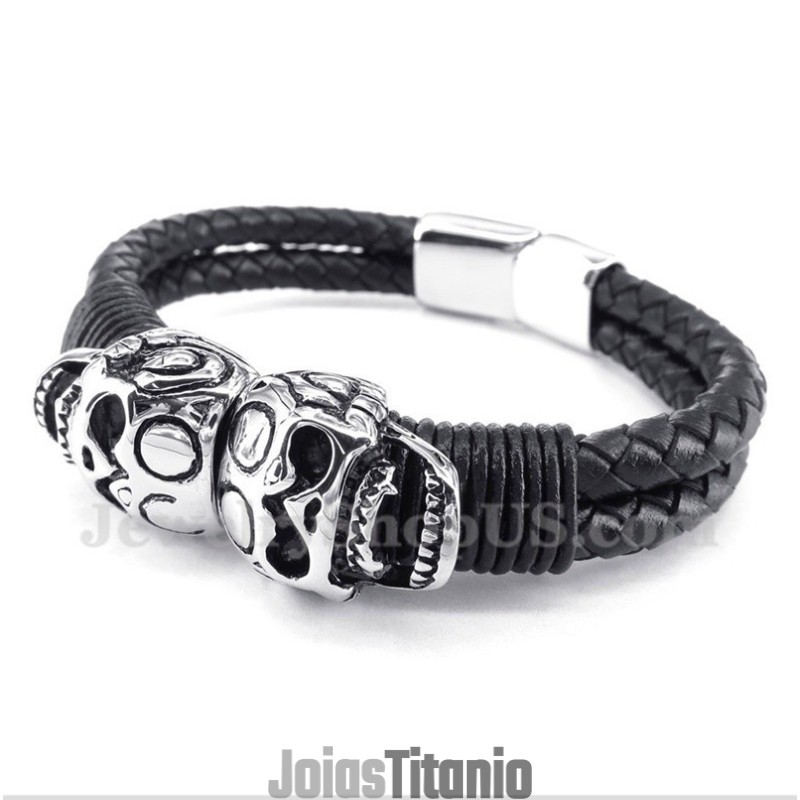 Pulseira Masculina De Couro De Titânio Pulseira Masculina De Couro De Titânio