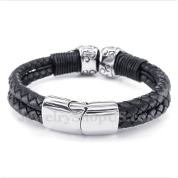 Pulseira Masculina De Couro De Titânio