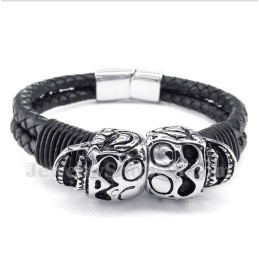 Pulseira Masculina De Couro De Titânio