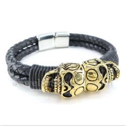 Pulseira Masculina De Couro De Titânio