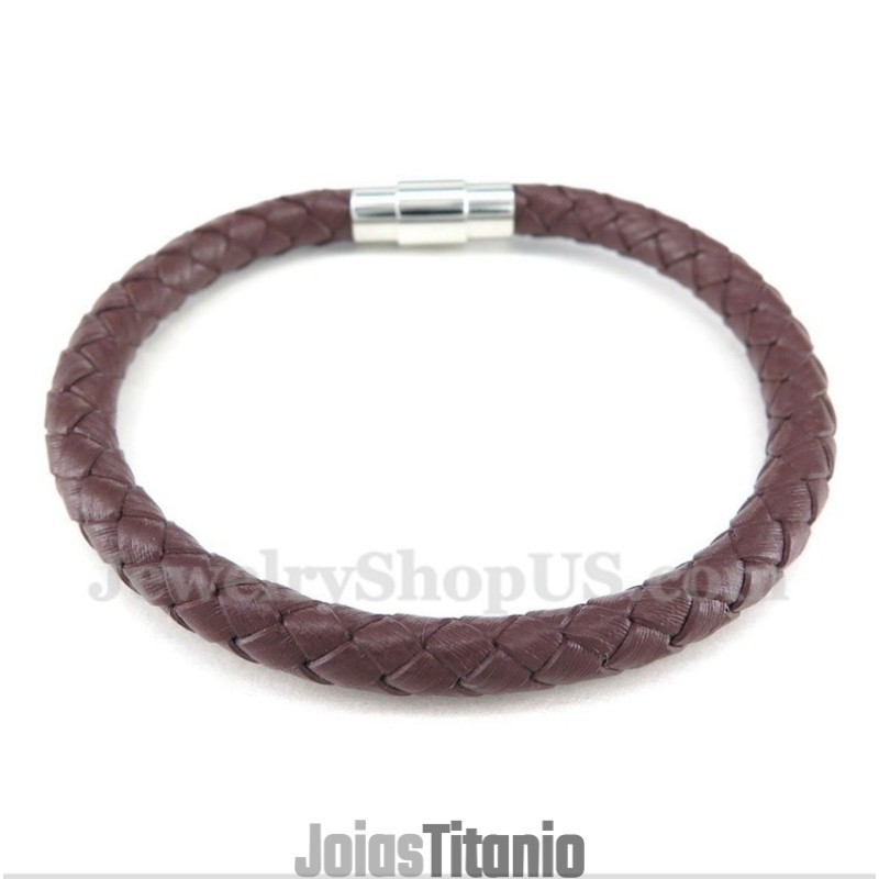 Pulseira Masculina De Couro E Titânio Pulseira Masculina De Couro E Titânio