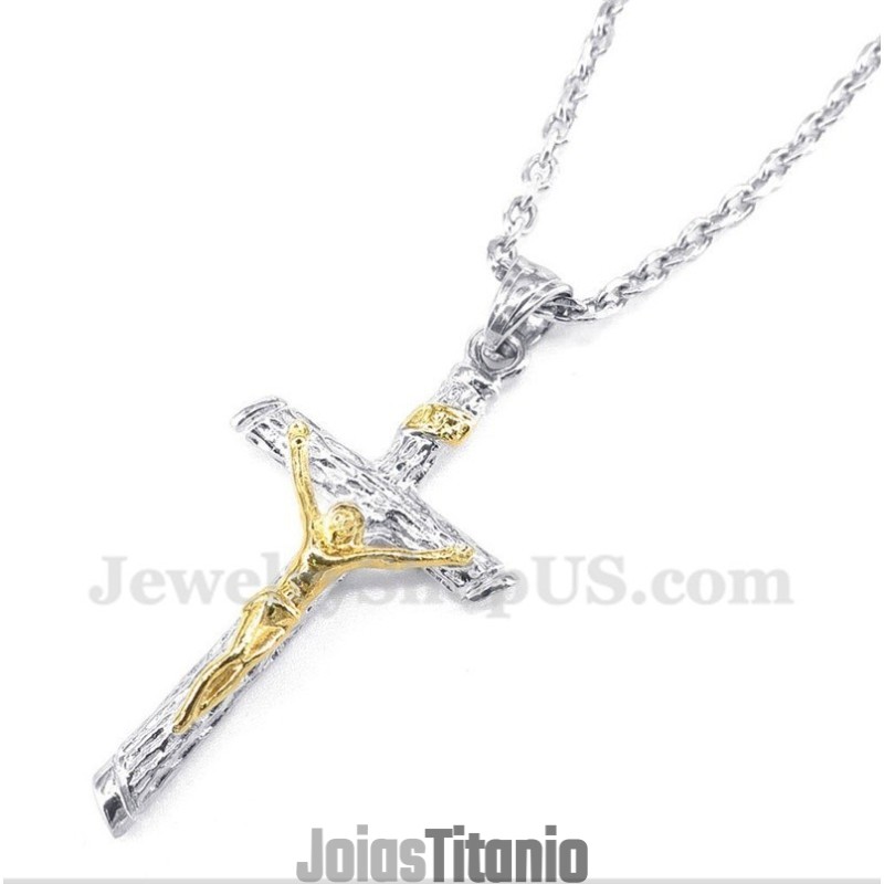 Pingente Jesus De Titânio Dourado Masculino Com Corrente Grátis Pingente Jesus De Titânio Dourado Masculino Com Corrente Grátis