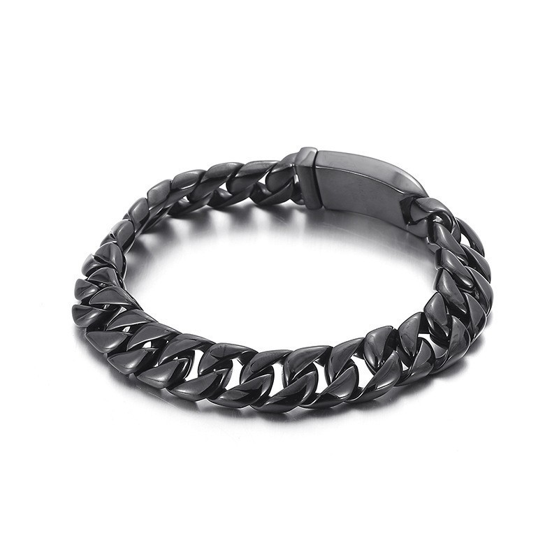 Pulseira Masculina De Titânio Preta À Venda