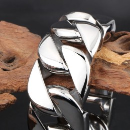 Pulseira De Corrente De Titânio Brilhante Com Seção Grossa Da Moda