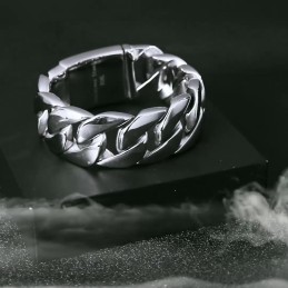 Pulseira De Corrente De Titânio Brilhante Com Seção Grossa Da Moda