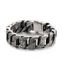 Pulseira De Titânio Floral Retrô Com Personalidade Descolada Para Homens