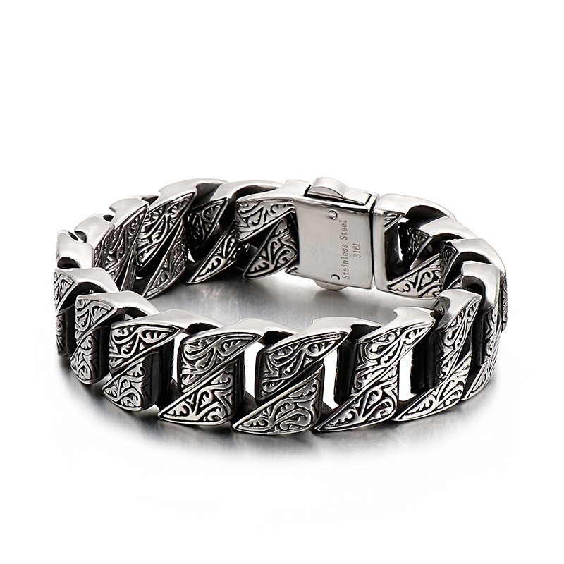 Pulseira De Titânio Floral Retrô Com Personalidade Descolada Para Homens Pulseira De Titânio Floral Retrô Com Personalidade Descolada Para Homens
