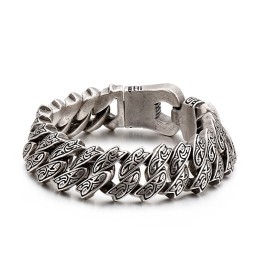 Pulseira De Titânio Floral Retrô Com Personalidade Descolada Para Homens