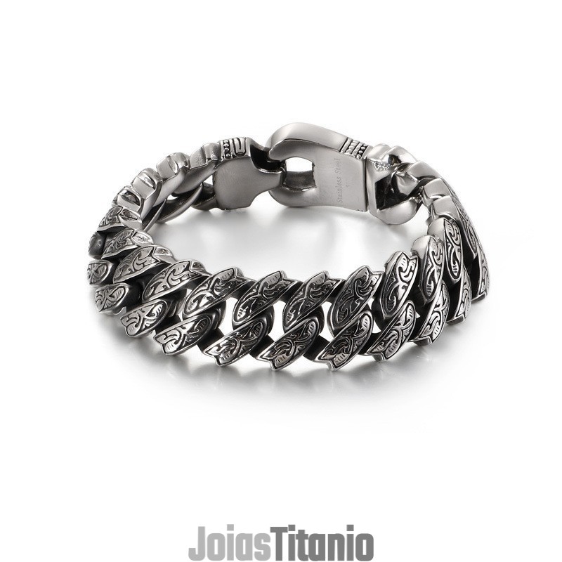 Pulseira De Titânio Floral Retrô Com Personalidade Descolada Para Homens Pulseira De Titânio Floral Retrô Com Personalidade Descolada Para Homens