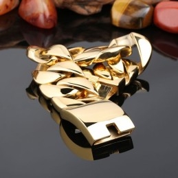 Nova Pulseira De Titânio Masculina Banhada A Ouro