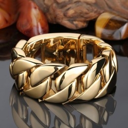 Nova Pulseira De Titânio Masculina Banhada A Ouro