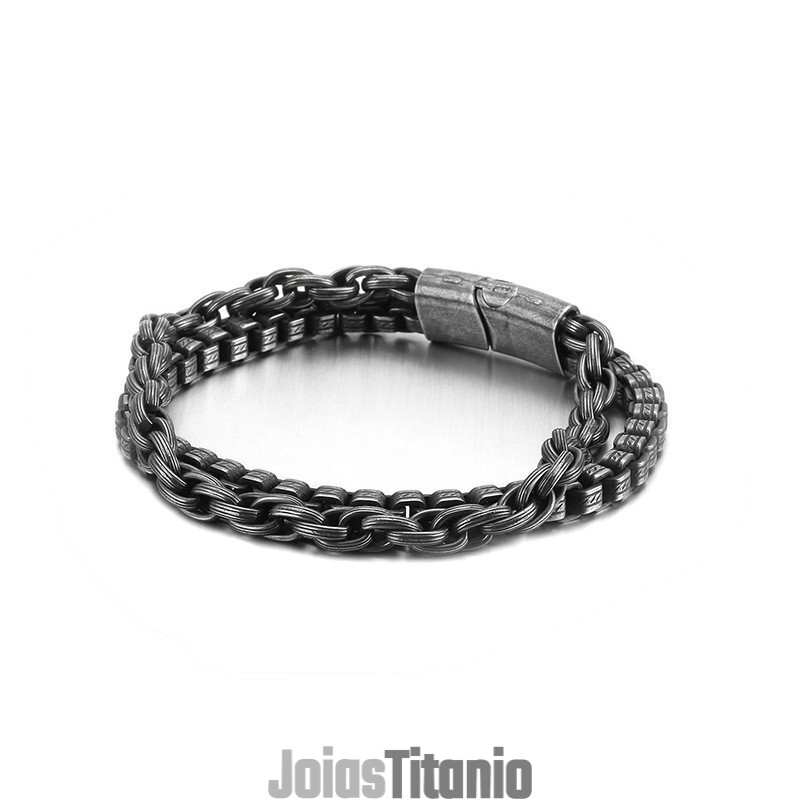 Pulseira Masculina De Titânio Com Dupla Camada Pulseira Masculina De Titânio Com Dupla Camada