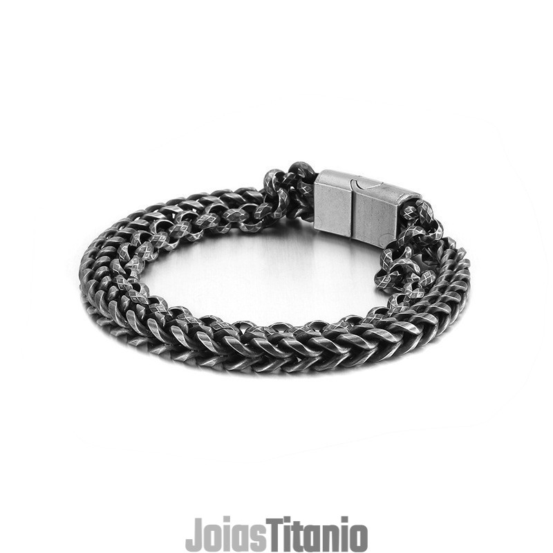 Pulseira Masculina De Titânio Com Dupla Camada Pulseira Masculina De Titânio Com Dupla Camada