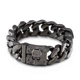 Pulseira De Corrente De Titânio Cubana Pulseira Masculina De Caveira De Titânio