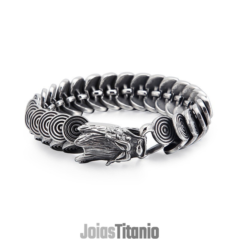 Joias Estilosas De Cabeça De Dragão Em Titânio Para Homens, Pulseira Vintage De Dragão Em Titânio Fundido