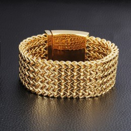 Pulseira Masculina De Titânio Com Escama De Peixe Quadrada Da Moda