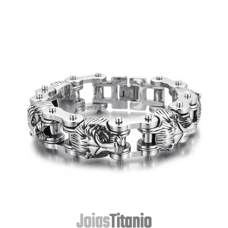Nova Série De Joias Animal Exagerada Cabeça De Leão Titânio Pulseira De Motociclista Masculina Nova Série De Joias Animal Exagerada Cabeça De Leão Titânio Pulseira De Motociclista Masculina