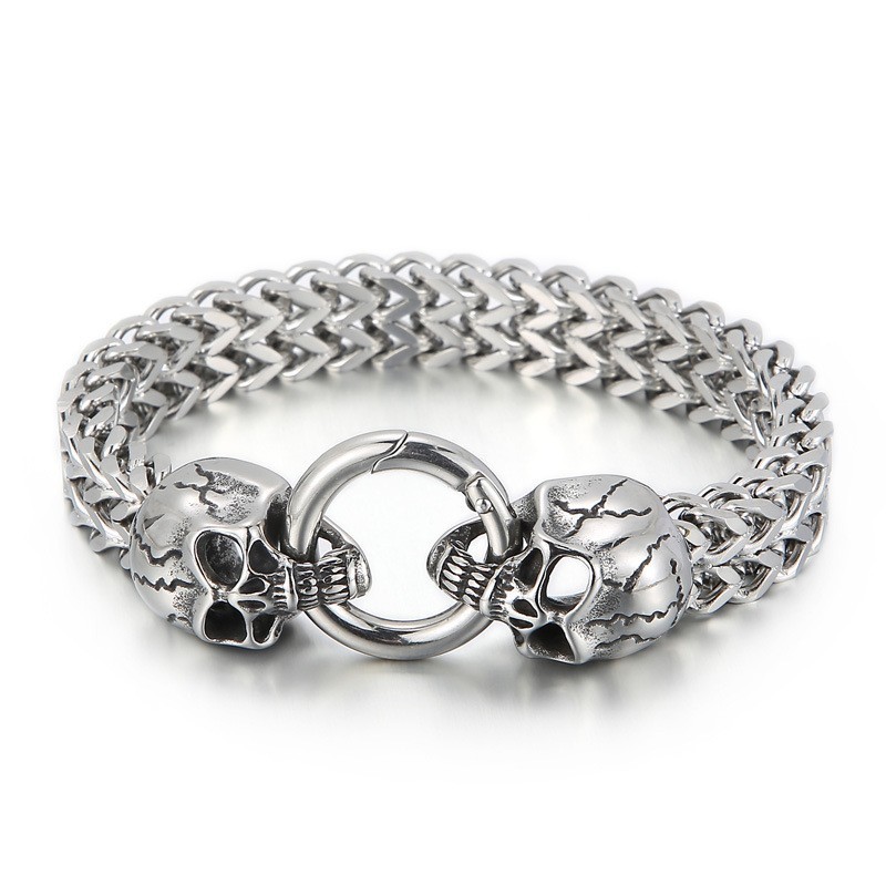 Pulseira De Titânio Com Caveira Estilosa Para Homens Pulseira De Titânio Com Caveira Estilosa Para Homens