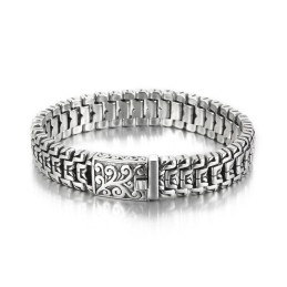 Pulseira De Titânio Masculina Com Estampa Floral De Hip Hop Popular E Estilosa