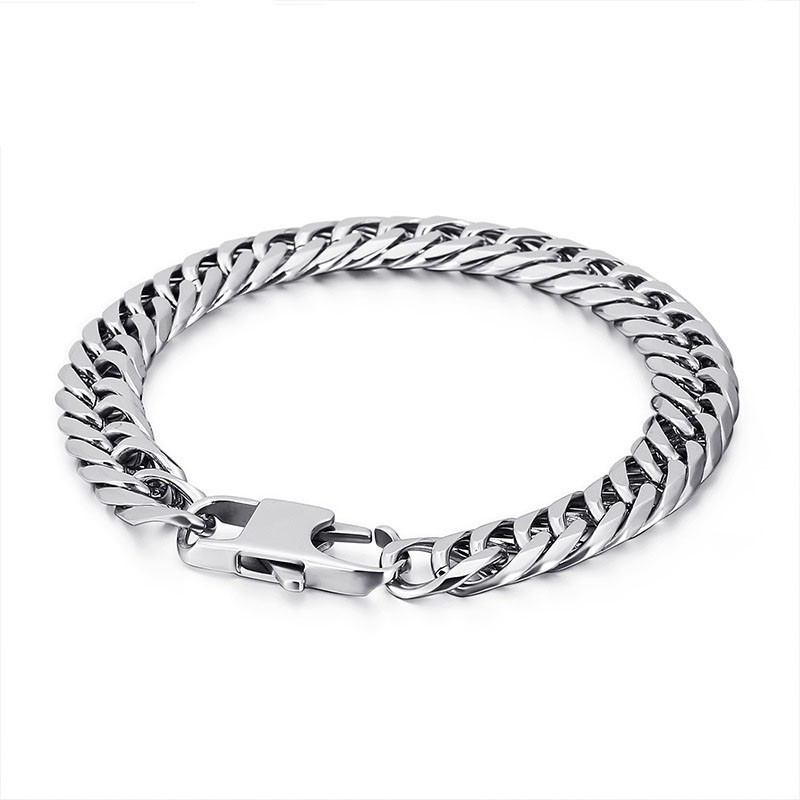 Pulseira Masculina De Titânio Com Fivela Quadrada E Corrente De Vértebras Tide Accessories Fashion