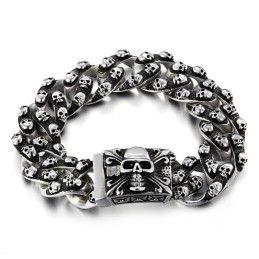 Pulseira Masculina De Titânio Com Caveira Retrô E Estilosa, Bracelete Com Cabeça De Fantasma E Acessórios Masculinos Da Tide
