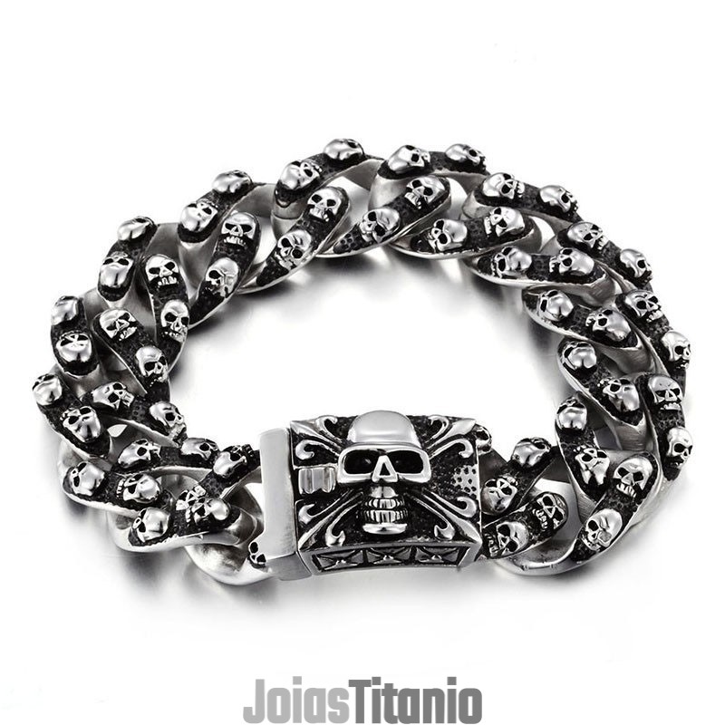 Pulseira Masculina De Titânio Com Caveira Retrô E Estilosa, Bracelete Com Cabeça De Fantasma E Acessórios Masculinos Da Tide