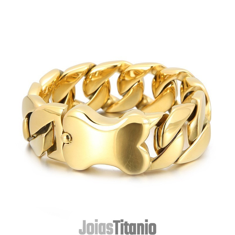 Nova Pulseira Masculina Com Fecho De Inserção De Osso Legal E Corrente Cubana Polida