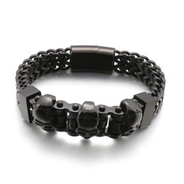 Pulseira De Titânio Masculina Com Caveira