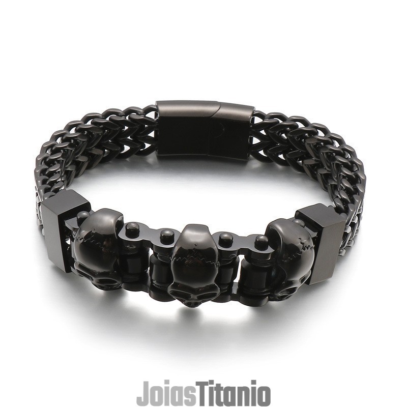 Pulseira De Titânio Masculina Com Caveira Pulseira De Titânio Masculina Com Caveira