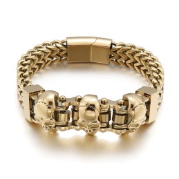 Pulseira De Titânio Masculina Com Caveira