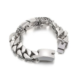 Pulseira De Titânio Com Padrão De Vento Retrô Chique E Padrão De Fundição Para Homens