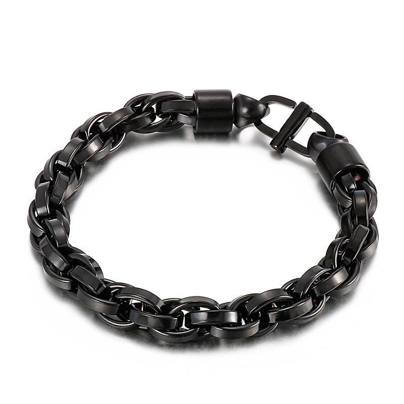 Pulseira Masculina De Titânio Com Fecho Oval E Corrente Torcida Pulseira Masculina De Titânio Com Fecho Oval E Corrente Torcida