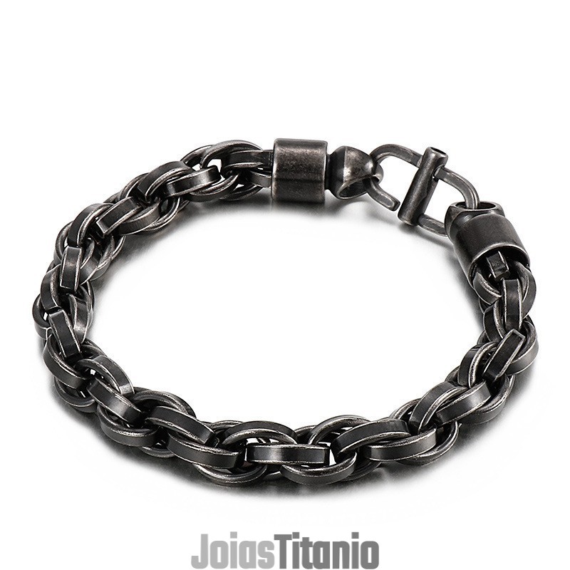 Colar Masculino Oval Com Fecho Em Formato De Raio De Sol E Pulseira De Titânio