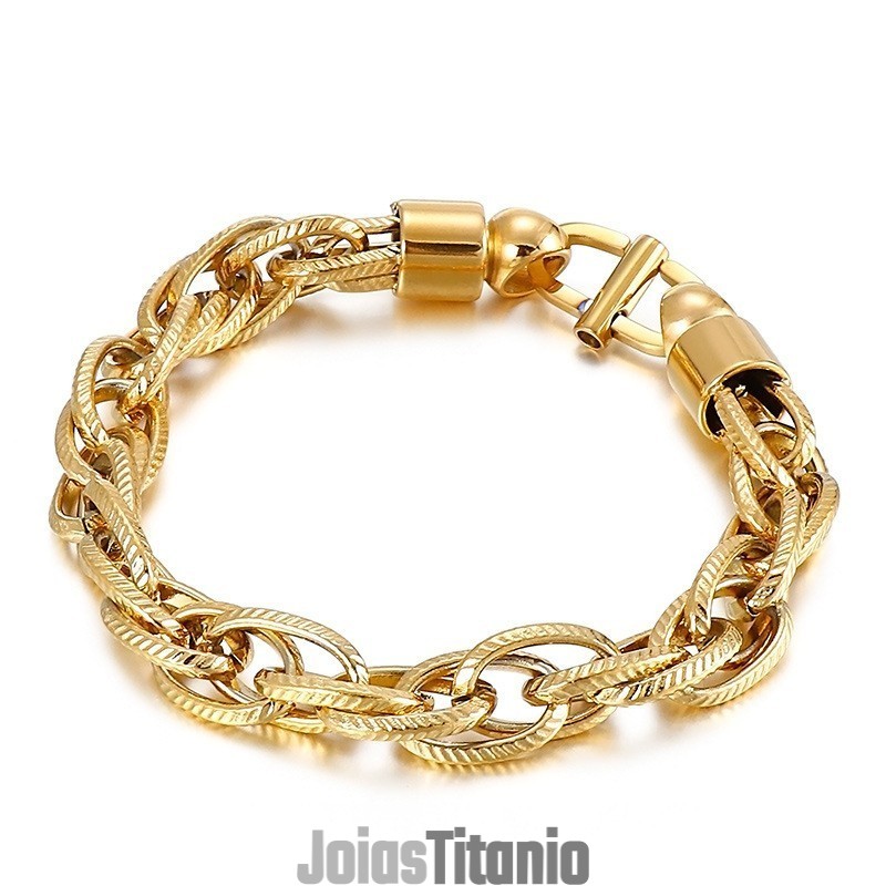 Colar Masculino Oval Com Fecho Em Formato De Raio De Sol E Pulseira De Titânio