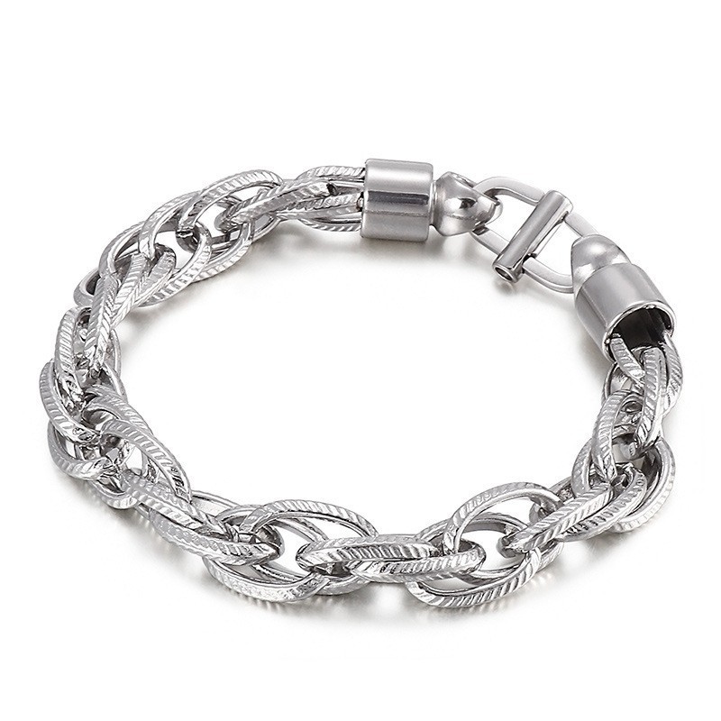 Colar Masculino Oval Com Fecho Em Formato De Raio De Sol E Pulseira De Titânio