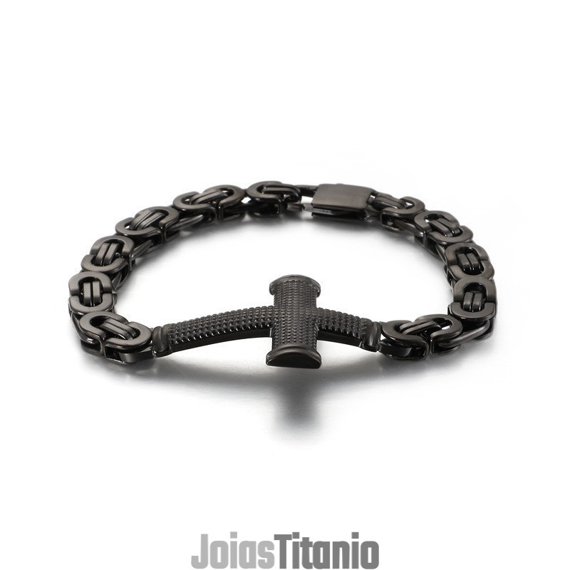 Pulseira Masculina De Titânio Com Cruz De Rua Da Moda Popular De Volta À Corrente Pulseira Masculina De Titânio Com Cruz De Rua Da Moda Popular De Volta À Corrente